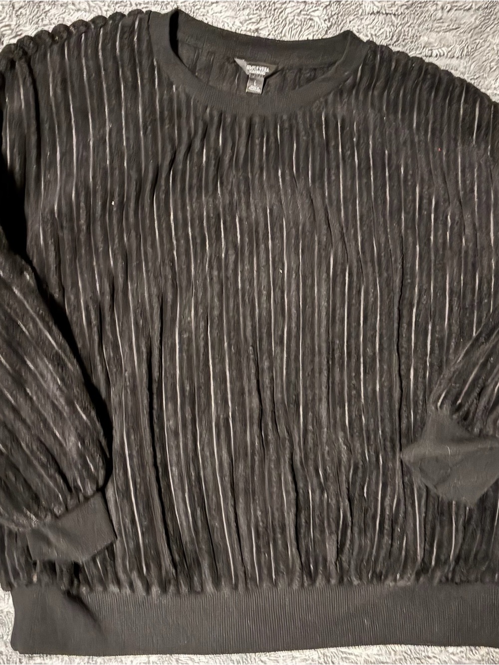 Simply Vera Vera Wang Black Pleated Crewneck Sweatshirt
